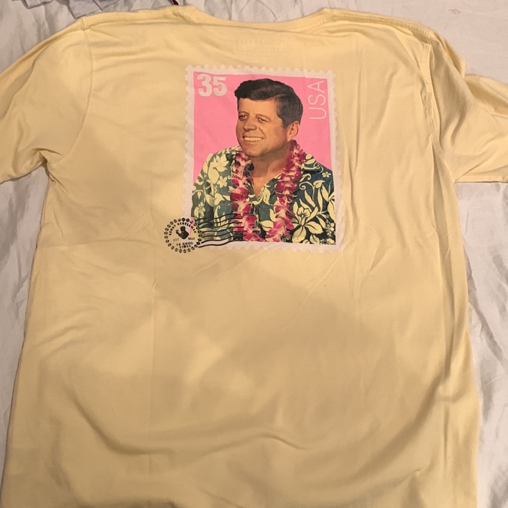Rowdy Gentleman Men’s Yellow JFK Stamp T-Shirt Size XL